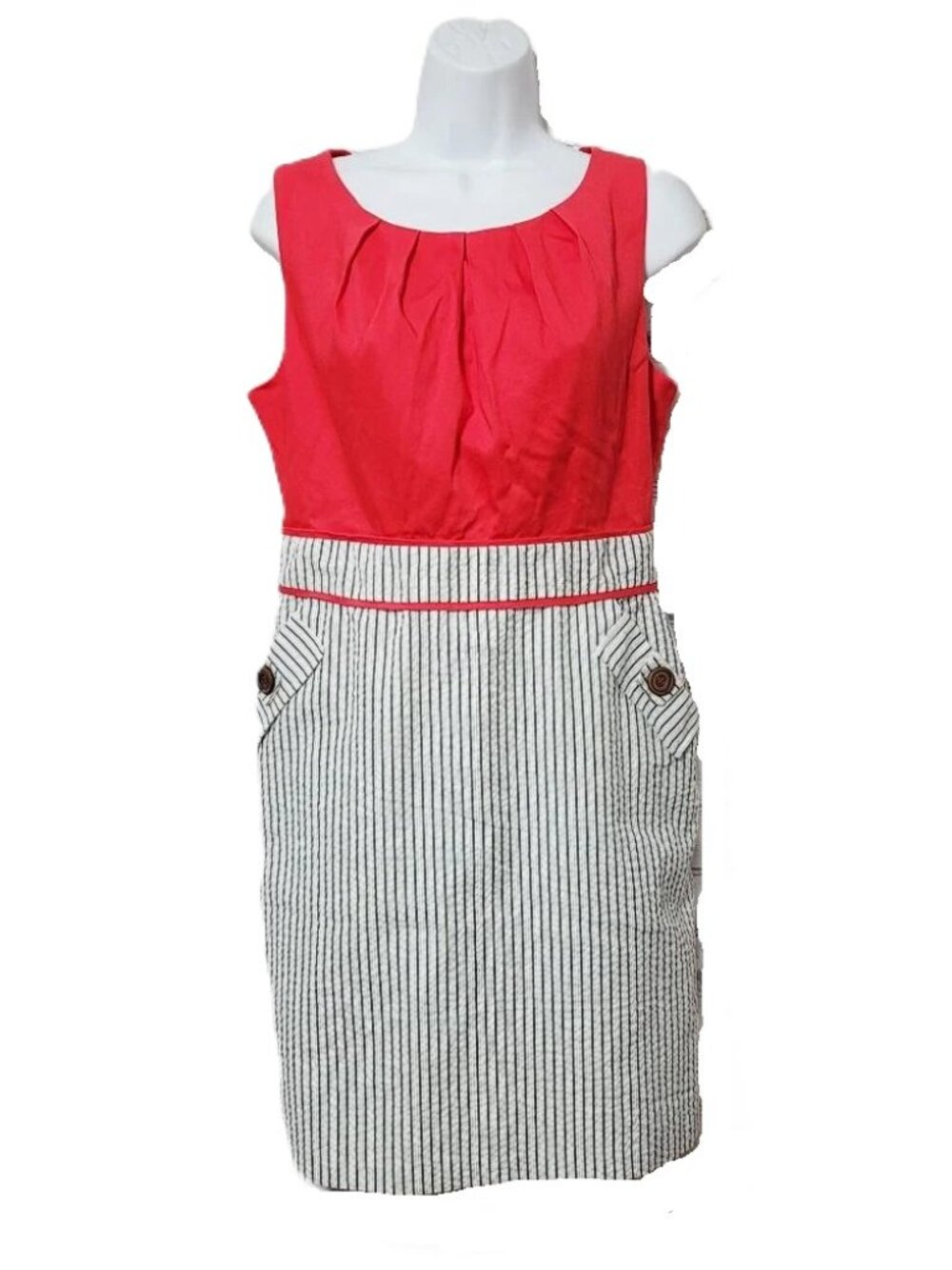 ALYX Pink Pleated Top Grey/White Striped Dress 10